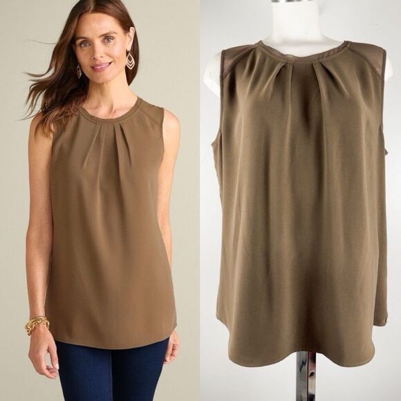 Soft Surroundings Womens Blouse Teagan Tank Tunic Brown Sleeveless Size Large - Picture 1 of 5